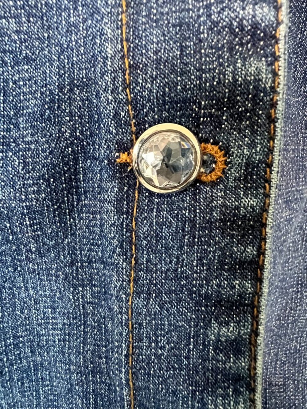 Vintage 90's Rhinestone Studded Denim Jacket Size 2X Cowgirl Western Chic - Picture 4 of 10